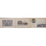 THREE T. STEVENS, COVENTRY POSTCARDS, with woven silkwork pictorial panels entitled 'Ye-Lady