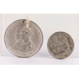 PLATED METAL MEDALLION MARRIAGE OF QUEEN VICTORIA AND PRINCE ALBERT 1840 obverse with conjoined