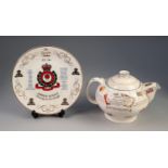 CROWN DUCAL STYLISH 1903s CHINA TEAPOT 'WAR AGAINST HITLERISM' 'Liberty and Freedom featring flags