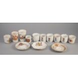 THIRTEEN ITEMS OF 1902 CORONATION COMMEMORATIVE CHINA to include two beakers, six various coffee