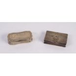HJ & Co LATE 19th CENTURY ELECTROPLATE SNUFF BOX of waisted oblong with paw tooth engraved and