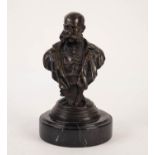 EARLY 20th CENTURY PATINATED BRONZE BUST OF FRANZ JOSEPH I depicted in greatcoat with uniform and