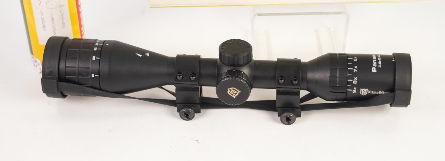 NIKKO STIRLING 3-9x40 AO IR GUN SIGHT, together with a WEIHRAUCH SILENCER, (.22), in card tube, a - Image 2 of 3