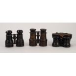 PAIR OF EARLY TWENTIETH CENTURY OPERA GLASSES, black japanned and black morocco clad in good