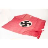 GERMAN, THIRD REICH NAZI FLAG, red with stitched black on white Nazi swastika to central circular