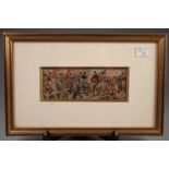 EARLY 20th CENTURY WOVEN SILK WORK PICTURE OF THE END OF THE BATTLE OF WATERLOO, Wellington and