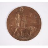WORLD WAR I BRONZE IN MEMORIUM PLAQUE FOR ROBERT CARDWELL, 4 3/4" (12cm) diameter