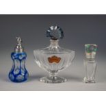 BACCARAT, FRANCE, MOULDED GLASS FAN SHAPED PEDESTAL SCENT BOTTLE, bearing Shalimar label and