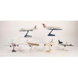 FOURTEEN PLASTIC MODELS OF PASSENGER AIRCRAFT, VARIOUS SCALES, EACH ON DISPLAY STAND and, mainly