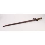FRENCH MID 19th CENTURY SABRE BAIONNETTE MLE 1842 having 22 3/8" (56.8) single edged scrolled