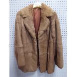Lady's light brown half-length fur jacket, also two fur stoles
