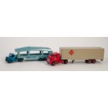 DINKY SUPERTOYS - ALMOST MINT AND BOXED TRACTOR TRAILER McLEAN model No 948, blue and white stripe