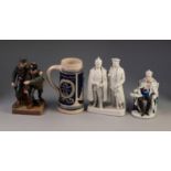 EARLY 20th CENTURY GERMAN PORCELAIN FIGURAL BOX AND COVER, KAISER FRANZ JOSEPH I, depicted seated on