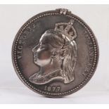 SILVER MEDALLION QUEEN VICTORIA EMPRESS OF INDIA 1877 obverse with bust of Victoria 1 January 1877