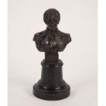 EDWARDIAN BRONZED METAL BUST OF NELSON impressed to base "Presented by ER VII British and Foreign