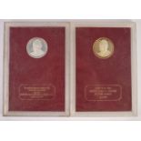 TWO FRANKLIN MINT SILVER MEDALLIONS "Entry of the UK into the EEC 1 January 1973 with bust of Edward