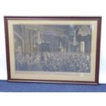 LARGE LATE VICTORIAN STEEL PLATE ENGRAVING OF A GATHERING OF FOREIGN AND OTHER DIGNITARIES BEFORE