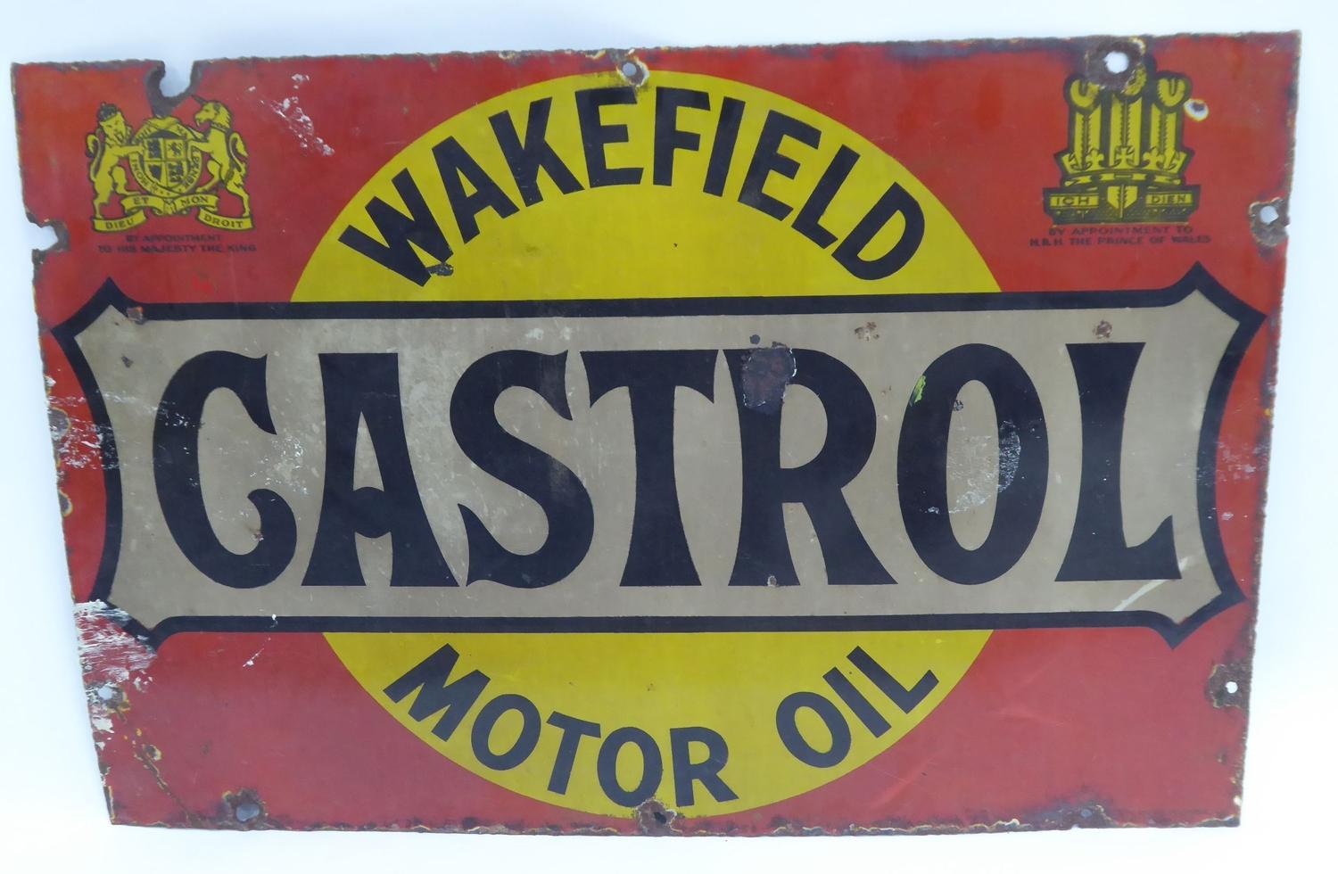 ENAMEL ADVERTISING SIGN ?WAKEFIELD CASTROL MOTOR OIL?, 51 x 76cm (20? x 30?)