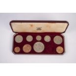 QUEEN ELIZABETH II ROYAL MINT CORONATION YEAR 1953 SPECIMEN COIN SET ten coins from farthing to five