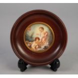 AFTER BOUCHER PORTRAIT MINIATURE 'Jesus Infant' circular 2 1/4" diameter framed