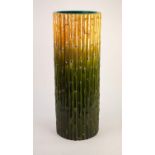 POST 1891 WILLIAM AULT (Swadlincote) MAJOLICA SIMULATED BAMBOO STICK/UMBRELLA STAND, in ochre