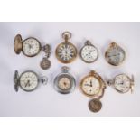 EIGHT VARIOUS MODERN POCKET WATCHES, with gilt metal and other cases, self wind movements