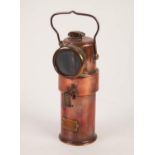 THE CEAG MINERS SUPPLY CO LTD, BARNSLEY TYPE BE3 COPPER LAMP WITH SWING HANDLE