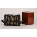 LACHENAL & Co CONCERTINA, with 34 bone buttons to the scroll pierced steel ends, and six fold