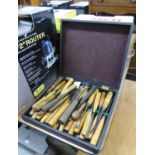 A BOX OF CRAFTSMAN WOODWORKERS CHISELS