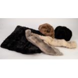 LADIES CIRCA 1950's PASTEL MINK TIE and ANOTHER PALE GREY, SCOTTISH MOLESKIN FUR STOLE/CAPE in
