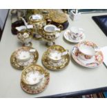 A JAPANESE NORITAKE TEA SERVICE FOR 2 PERSONS, TOGETHER WITH A 3 FURTHER CUP AND SAUCERS SETS