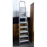 AN ALUMINIUM SEVEN TREAD STEP LADDER AND ANOTHER SET (2)