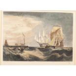 FOURTEEN, NINETEENTH CENTURY AND LATER COLOUR BOOK PLATE PRINTS OF SHIPPING including military 7?