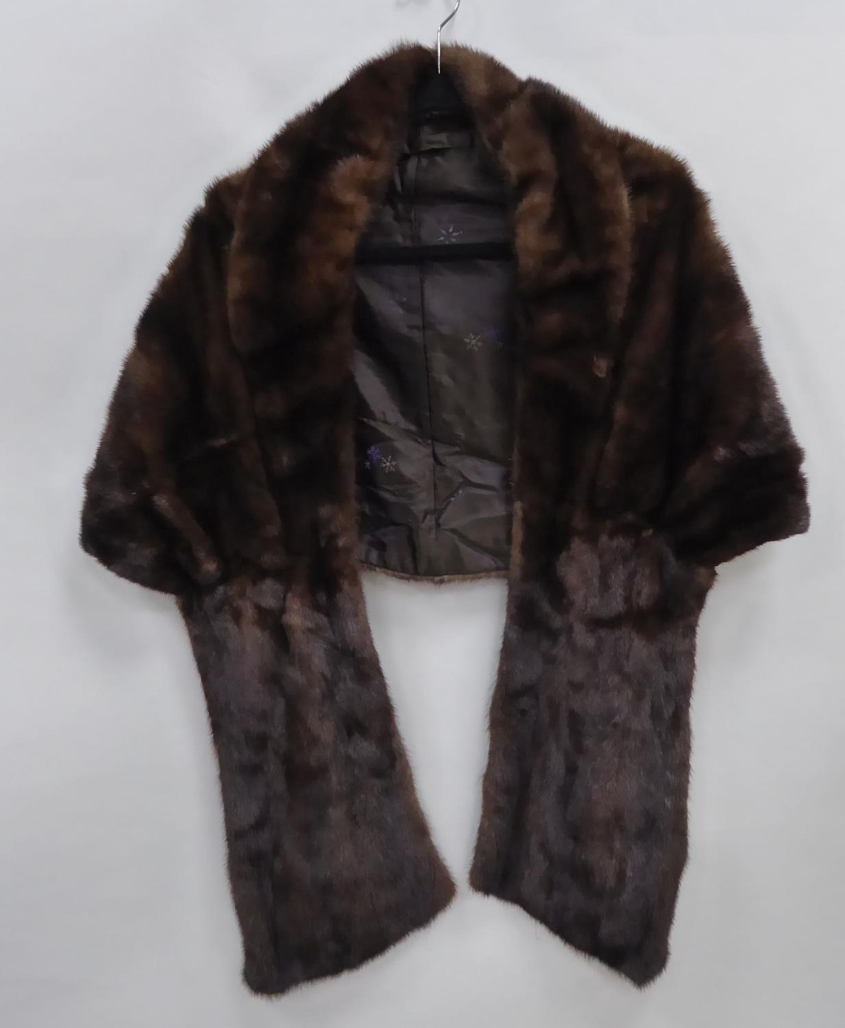 DARK BROWN MINK CAPE with shawl collar