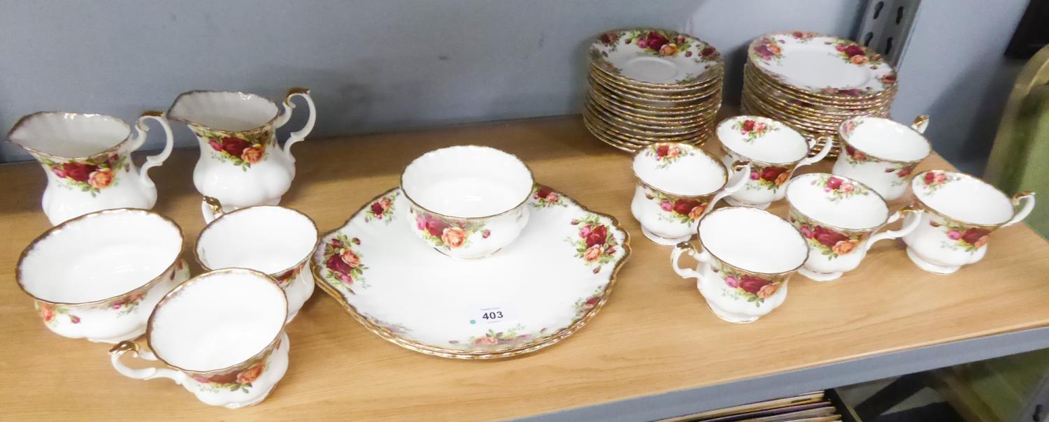 ROYAL ALBERT 'OLD COUNTRY ROSES' TEA SERVICE FOR EIGHT PERSONS TO INCLUDE: 8 CUPS, 14 SAUCERS, 14