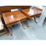 PAIR OF WADE FURNITURE GEORGIAN STYLE MAHOGANY RECTANGULAR SIDE OR LAMP TABLES, EACH WITH A DRAWER