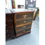 GEORGIAN STYLE MAHOGANY FILING CABINET, WITH BLUE LEATHER INSET TOP, TWO DRAWERS FACED AS FOUR FALSE