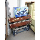 A BLACK AND DECKER WORKMATE FOLDING WORK BENCH AND A BOXED CAR WASH HOSE (2)