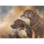 MICK CAWSTON (1959-2006) OIL PAINTING ON CANVAS Head portraits of two dogs Signed and dated (19)81