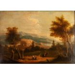 CIRCLE OF RICHARD WILSON (1714 - 1782) OIL PAINTING ON RE-LINED CANVAS An Italianate landscape