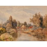 BENJAMIN JOHN OTTEWELL (1847 - 1937) PAIR OF WATERCOLOUR DRAWINGS River scene with footbridge and