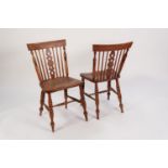 SET OF FOUR NINETEENTH CENTURY ELM AND FRUITWOOD SINGLE DINING CHAIRS, each with pierced central