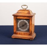 WALNUT CASE SMALL BRACKET CLOCK STYLE MANTEL CLOCK, spring driven movement initialled "B E" brass