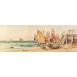 J. GELDARD WALTON (NINETEENTH/ TWENTIETH CENTURY) PAIR OF WATERCOLOUR DRAWINGS ?Scarbro, low tide?