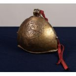 AGED TIBETAN EMBOSSED BRONZE BELL, 5 ½? x 6 ½? (14cm x 16.5cm)