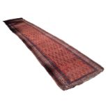 ZANDAN PERSIAN RUNNER with all-over Boteh design on a crimson field, narrow off-white principal