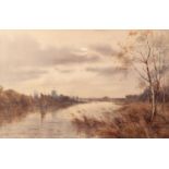 HENRY GUSTAVE HILLIER (b 1864) Watercolour River landscape with sail boat Signed lower right 10 1/2"