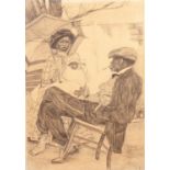 WARWICK REYNOLDS (1880-1926) PENCIL DRAWING Seated couple with baby Signed, monogrammed and dated