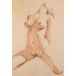 BRIAN LITTLEFORD (?) (TWENTIETH CENTURY) WATERCOLOUR DRAWING Female nude, kneeling with head back
