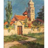 VILMOS GAAR (HUNGARIAN, 20th CENTURY) OIL ON BOARD A PAIR PLEIN-AIR LANDSCAPES BOTH SIGNED 15" X